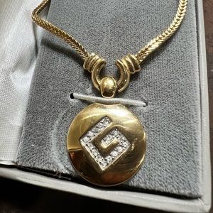 Authentic Givenchy Gold Plated 16” Necklace with Crystals